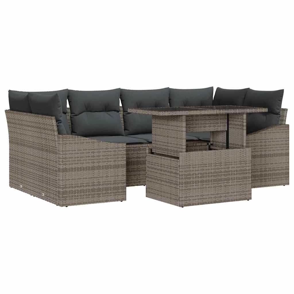 Set Divano da Giardino 7 pcs Grigio Poly Rattan - homemem39
