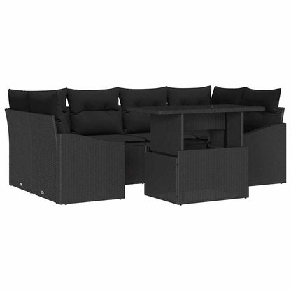 Set Divano da Giardino con archiviazione 7 pcs Nero Poly Rattan - homemem39