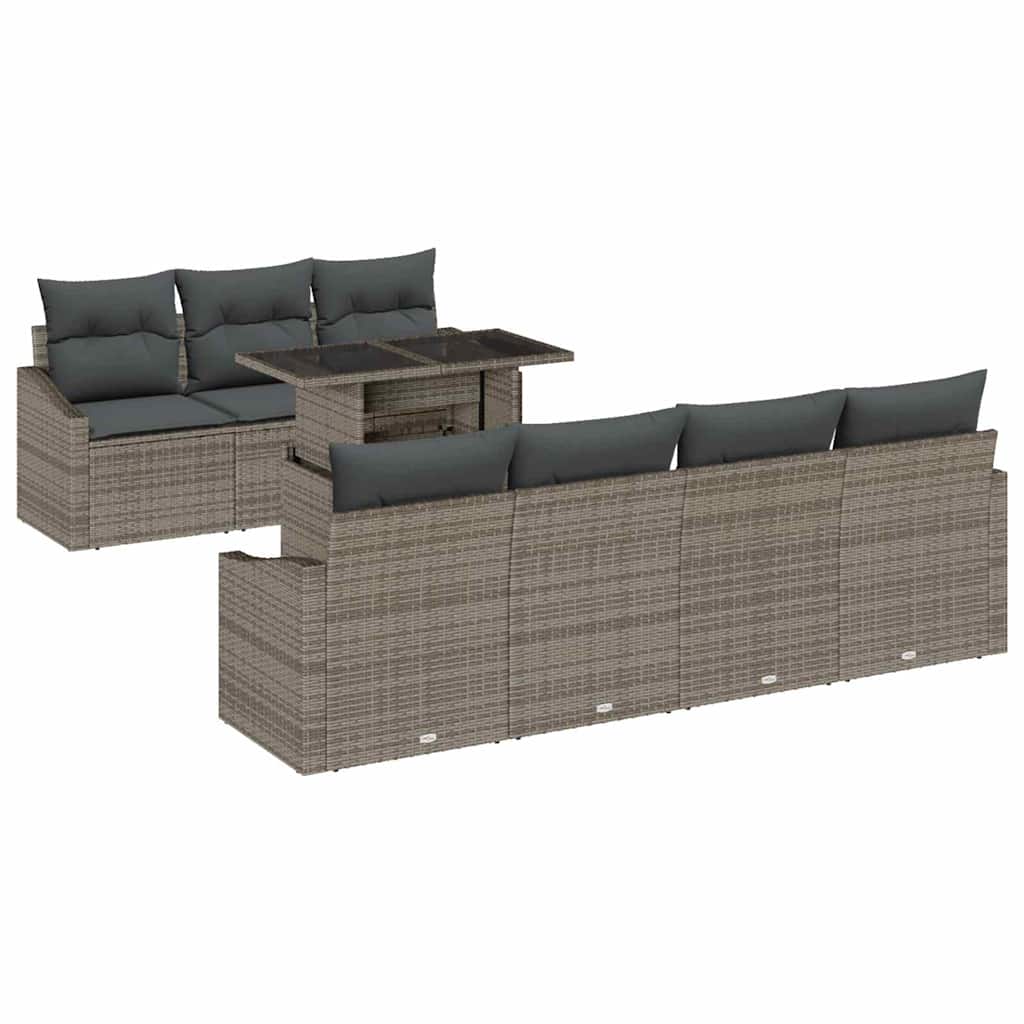 Set Divano da Giardino 8 pcs Grigio Poly Rattan - homemem39
