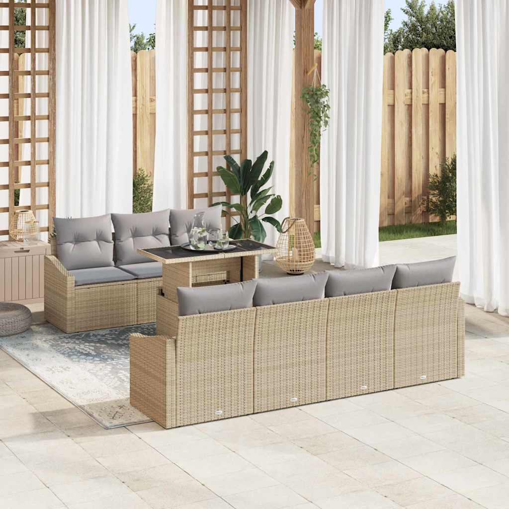 Set Divano da Giardino 8 pcs Beige Poly Rattan - homemem39