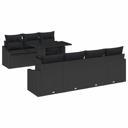 Set Divano da Giardino con archiviazione 8 pcs Nero Poly Rattan - homemem39
