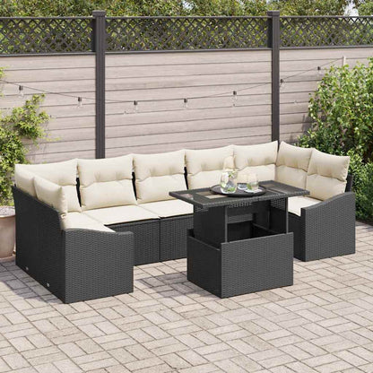 Set Divano da Giardino con archiviazione 8 pcs Nero Poly Rattan - homemem39