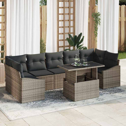 Set Divano da Giardino 8 pcs Grigio Poly Rattan - homemem39