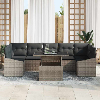 Set Divano da Giardino 8 pcs Grigio Poly Rattan - homemem39