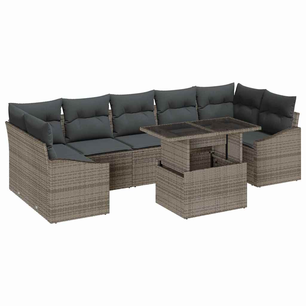 Set Divano da Giardino 8 pcs Grigio Poly Rattan - homemem39