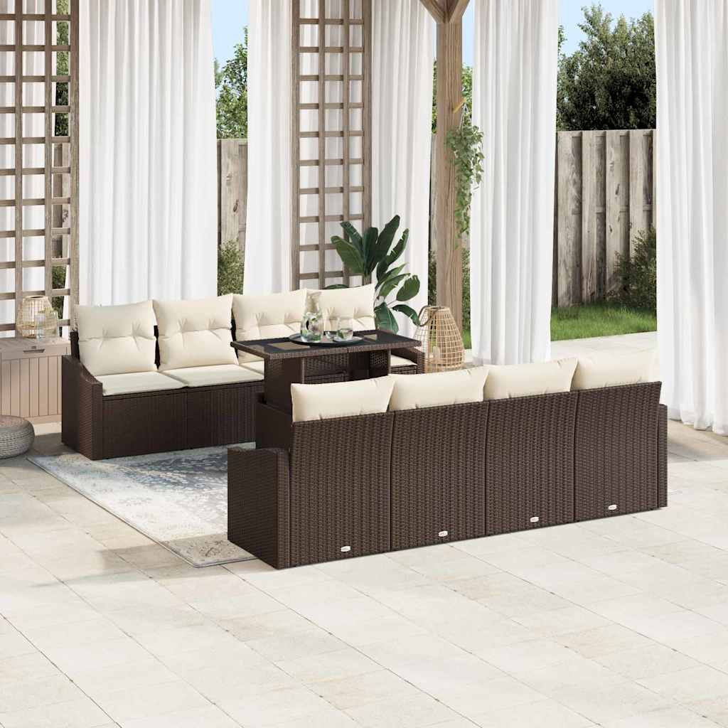 Set Divano da Giardino 9 pcs Marrone Poly Rattan - homemem39