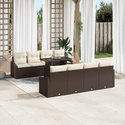 Set Divano da Giardino 9 pcs Marrone Poly Rattan - homemem39