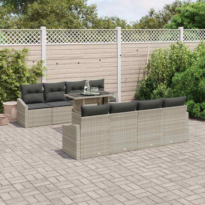 Set Divano da Giardino 9 pcs Grigio chiaro Poly Rattan - homemem39