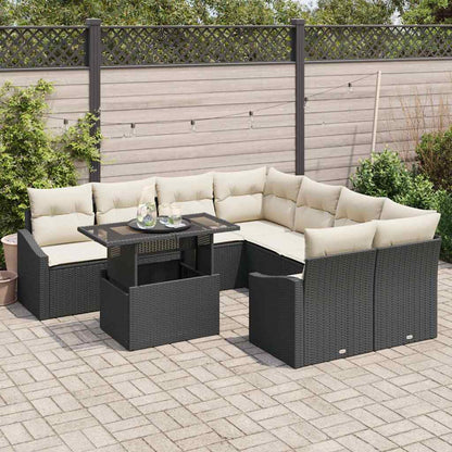 Set Divano da Giardino con archiviazione 9 pcs Nero Poly Rattan - homemem39
