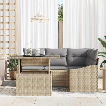 Set Divano da Giardino con cuscino 5 pcs Beige e Grigio Chiaro | homemem39