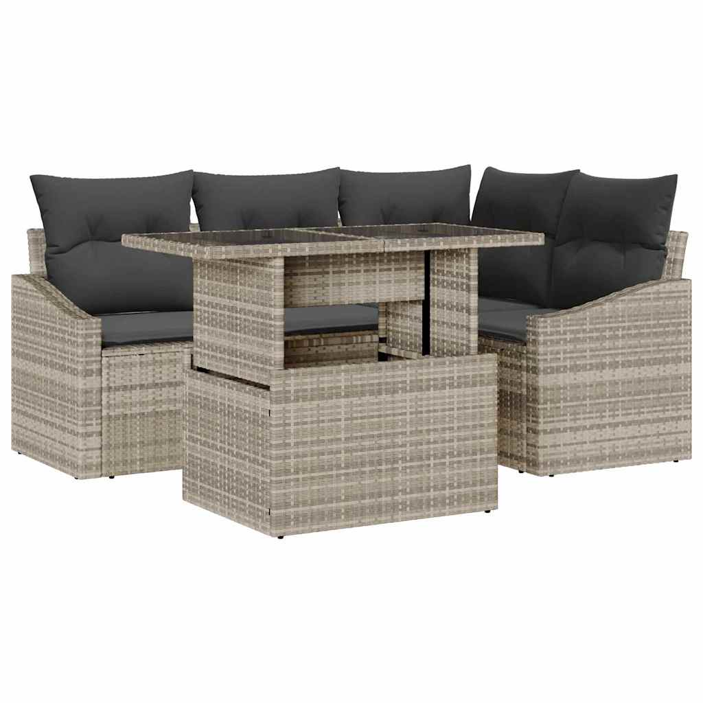 Set Divano da Giardino 5 pcs Grigio chiaro e grigio scuro | homemem39