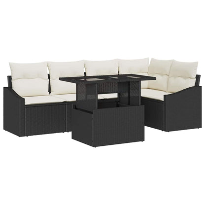 Set Divano da Giardino con cuscino 6 pcs Nero e Crema | homemem39