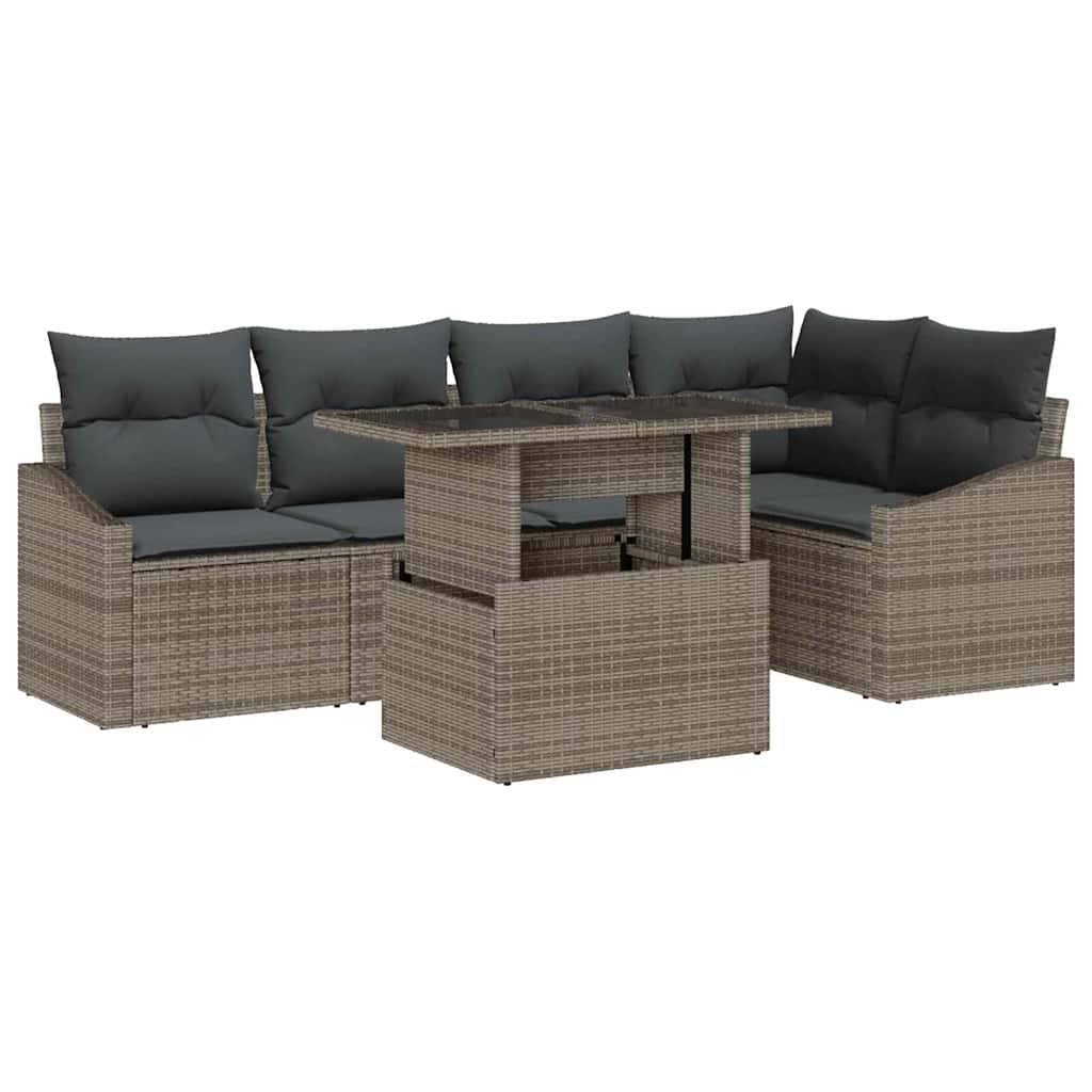 Set Divano da Giardino con cuscino con cuscino 6 pcs Grigio | homemem39