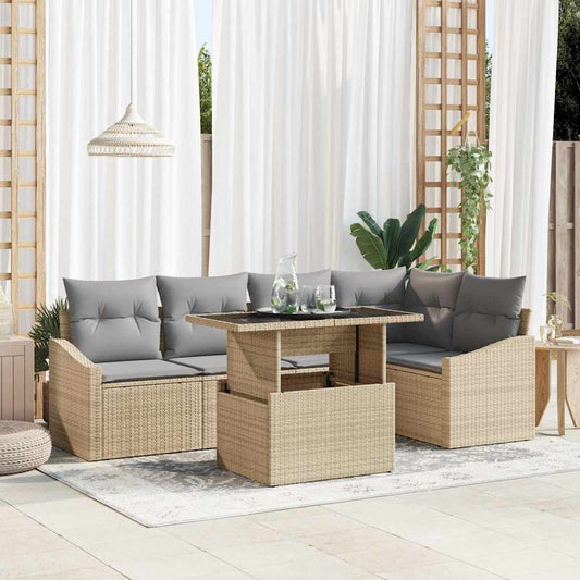 Set Divano da Giardino con cuscino 6 pcs Beige e Grigio Chiaro
