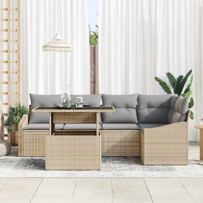 Set Divano da Giardino con cuscino 6 pcs Beige e Grigio Chiaro | homemem39