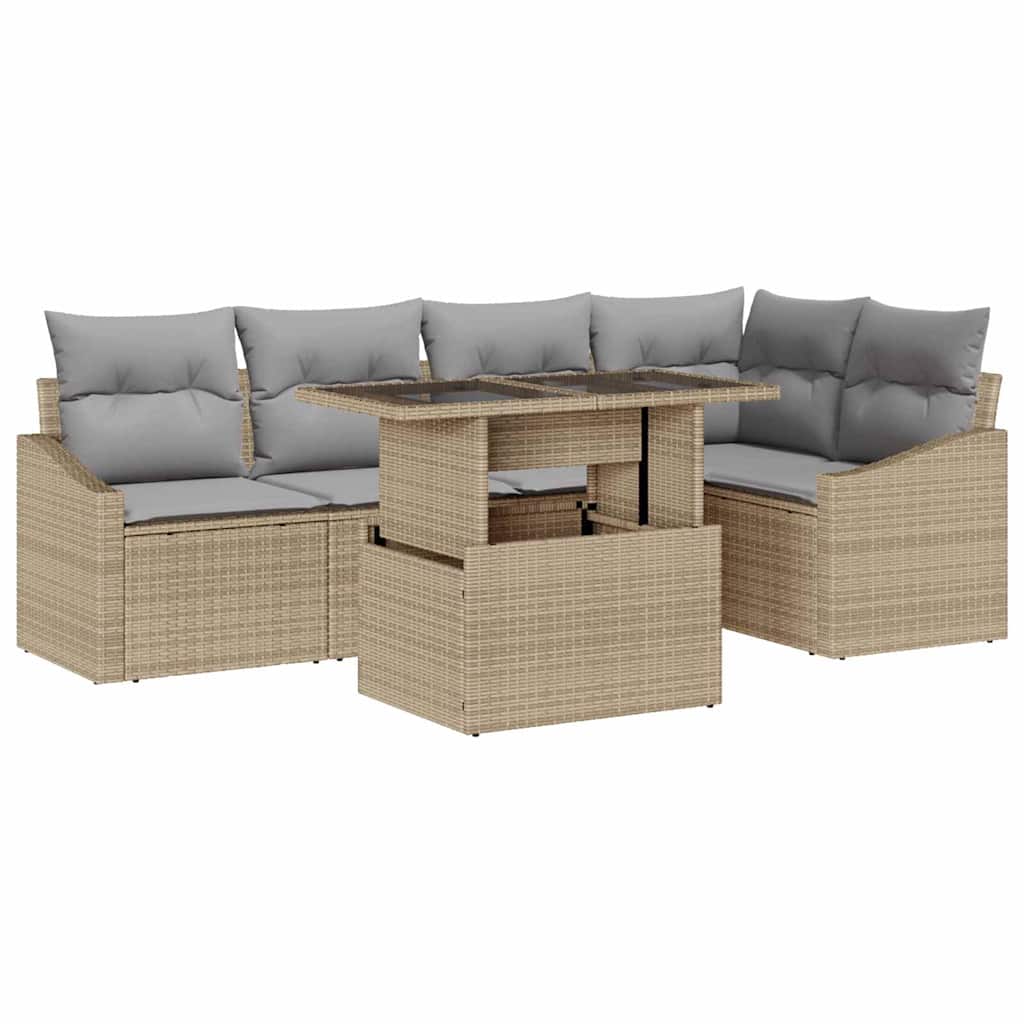Set Divano da Giardino con cuscino 6 pcs Beige e Grigio Chiaro | homemem39
