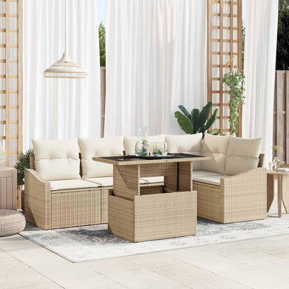 Set Divano da Giardino con cuscino 6 pcs Beige e Crema