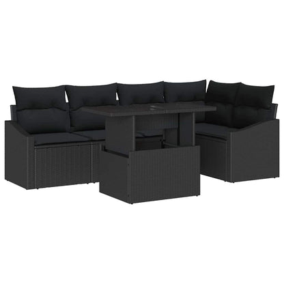 Set Divano da Giardino con cuscino con archiviazione 6 pcs Nero | homemem39