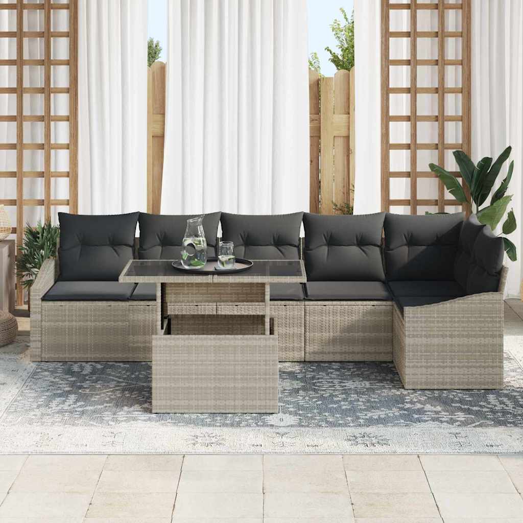 Set Divano da Giardino 7 pcs Grigio chiaro e grigio scuro | homemem39