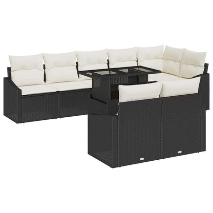 Set Divano da Giardino con cuscino 9 pcs Nero e Crema | homemem39