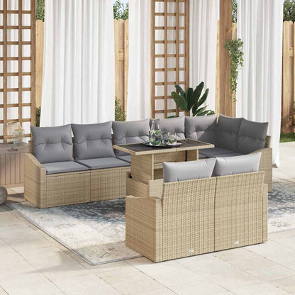 Set Divano da Giardino con cuscino 9 pcs Beige e Grigio Chiaro | homemem39