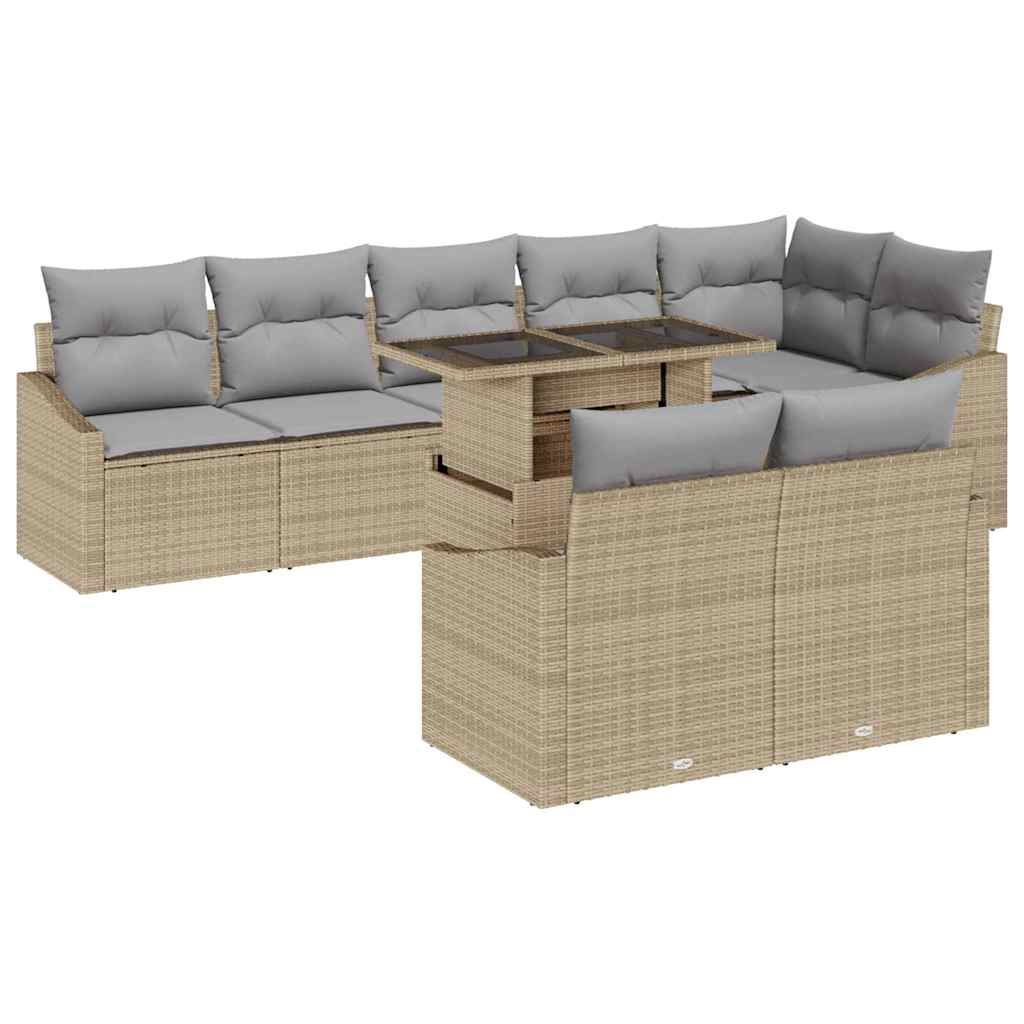 Set Divano da Giardino con cuscino 9 pcs Beige e Grigio Chiaro | homemem39