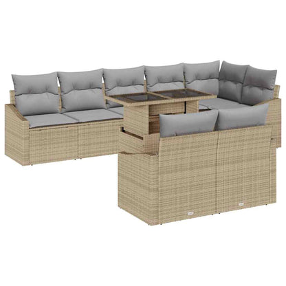 Set Divano da Giardino con cuscino 9 pcs Beige e Grigio Chiaro | homemem39