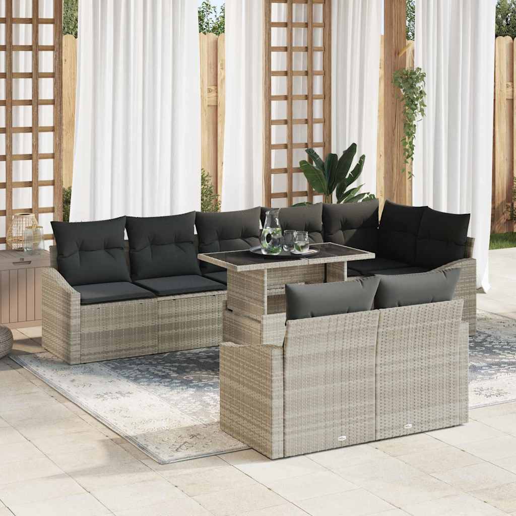 Set Divano da Giardino 9 pcs Grigio chiaro e grigio scuro | homemem39