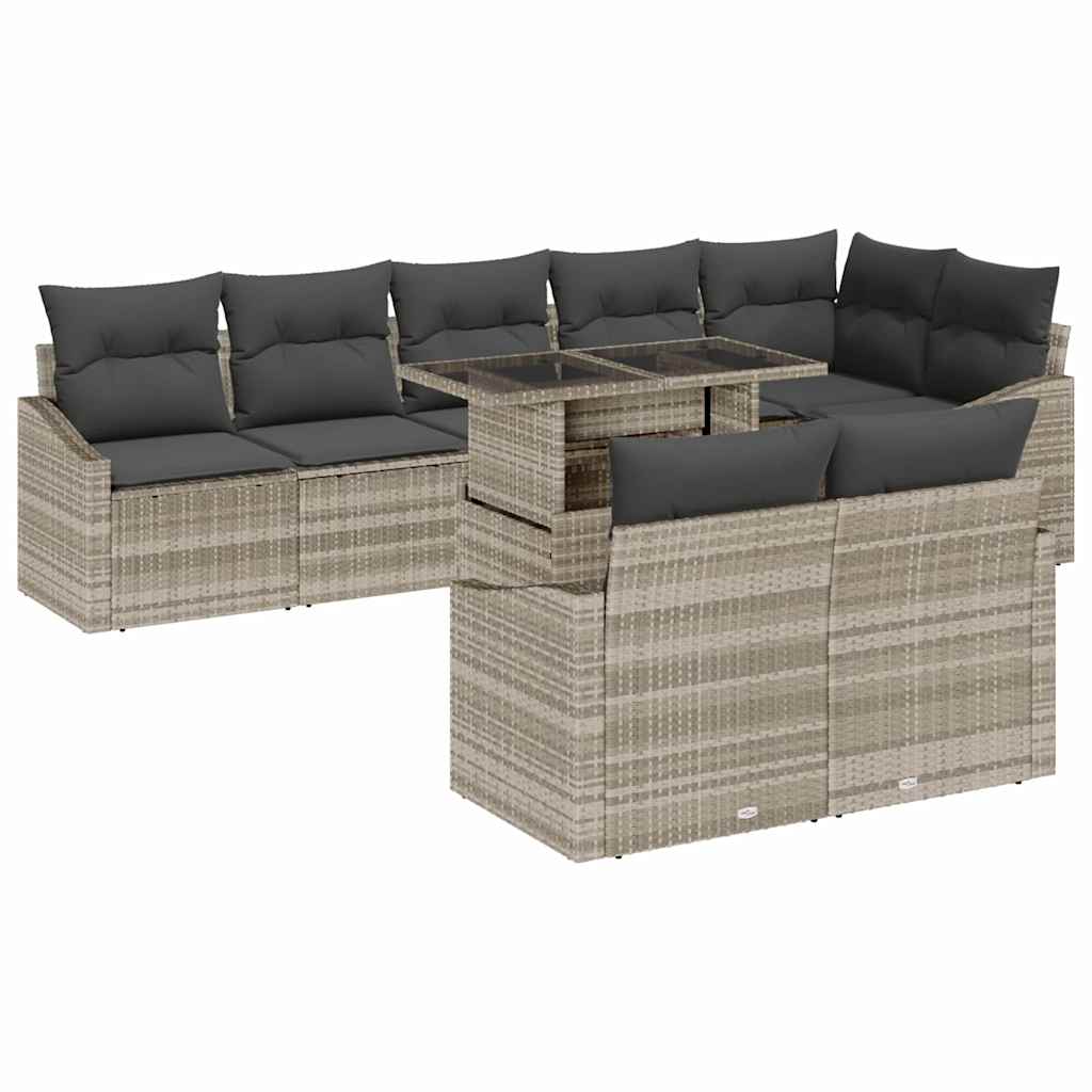 Set Divano da Giardino 9 pcs Grigio chiaro e grigio scuro | homemem39