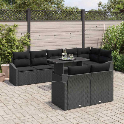Set Divano da Giardino con cuscino con archiviazione 9 pcs Nero | homemem39