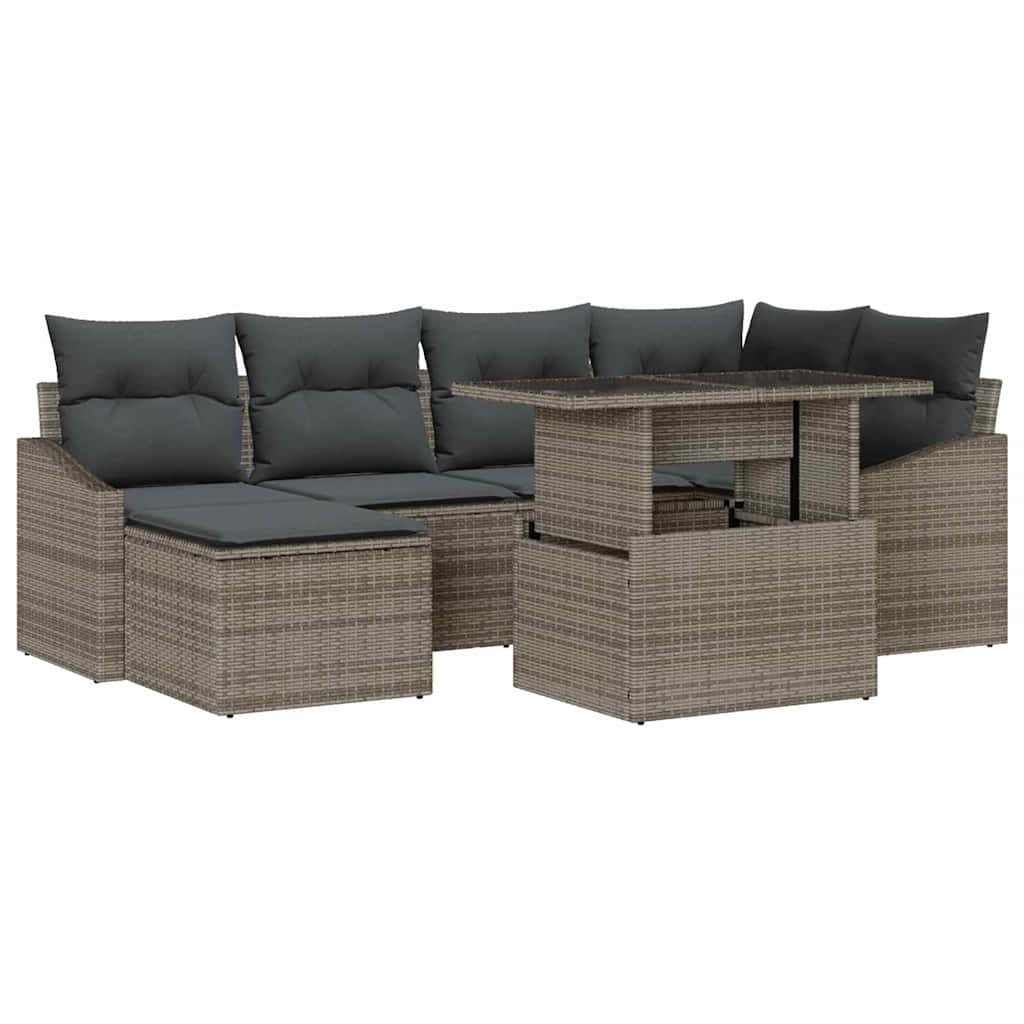 Set Divano da Giardino con cuscino 7 pcs Grigio | homemem39