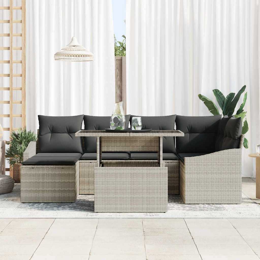 Set Divano da Giardino 7 pcs Grigio chiaro e grigio scuro | homemem39