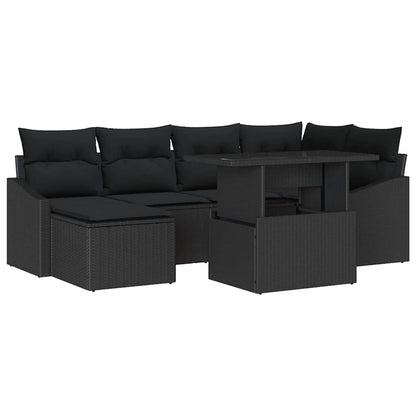 Set Divano da Giardino con cuscino con archiviazione 7 pcs Nero | homemem39
