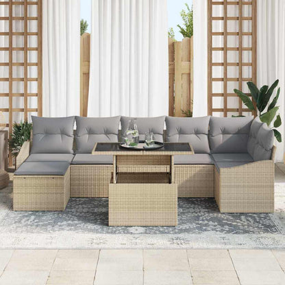 Set Divano da Giardino con cuscino 8 pcs Beige e Grigio Chiaro | homemem39