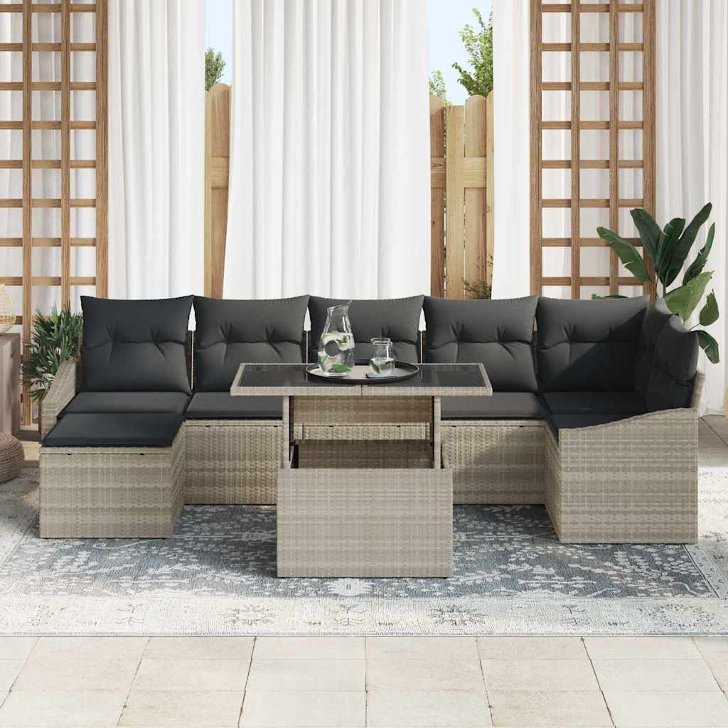 Set Divano da Giardino 8 pcs Grigio chiaro e grigio scuro | homemem39