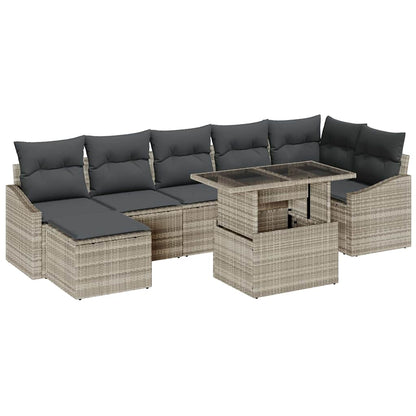 Set Divano da Giardino 8 pcs Grigio chiaro e grigio scuro | homemem39
