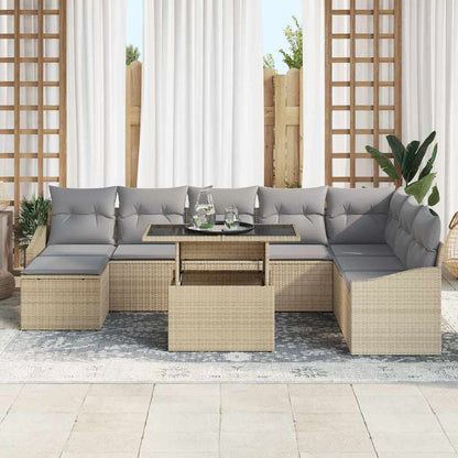 Set Divano da Giardino con cuscino 9 pcs Beige e Grigio Chiaro | homemem39