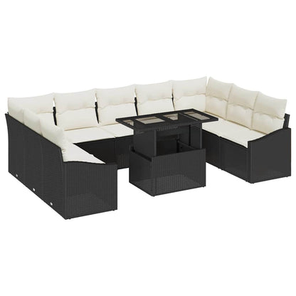 Set Divano da Giardino con cuscino 10 pcs Nero e Crema | homemem39