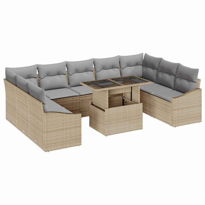 Set Divano da Giardino con cuscino 10 pcs Beige e Grigio Chiaro | homemem39