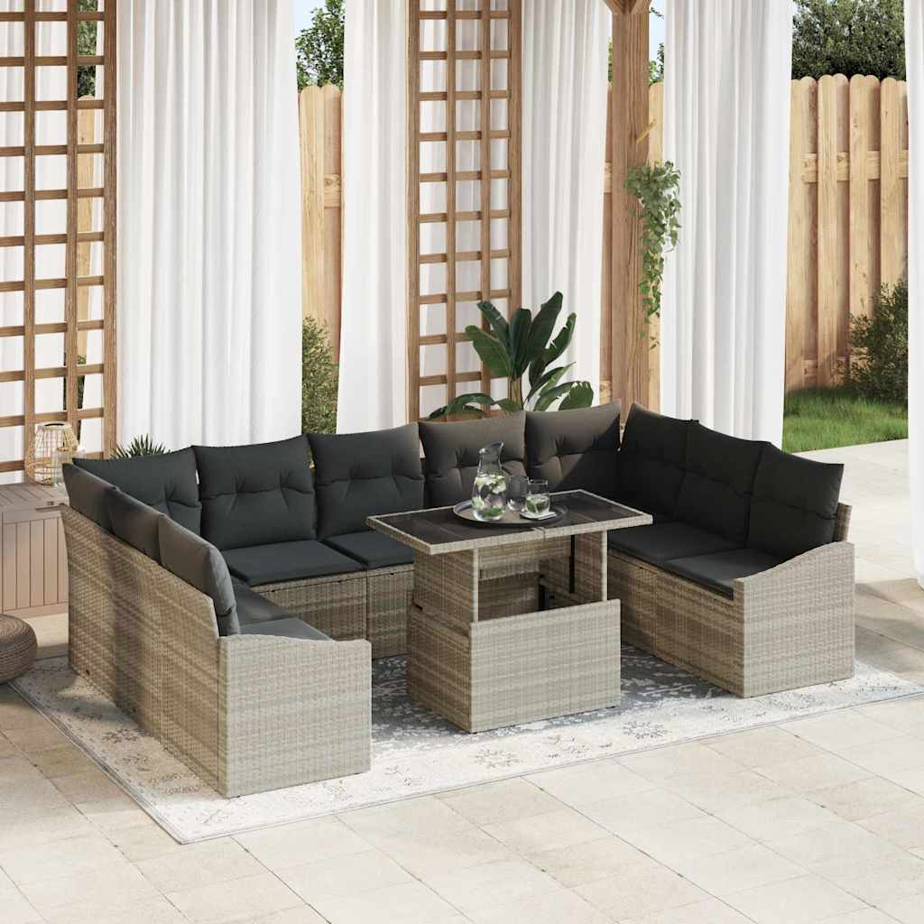 Set Divano da Giardino 10 pcs Grigio chiaro e grigio scuro | homemem39