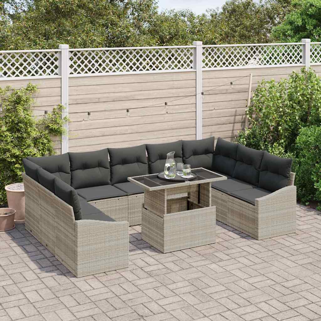 Set Divano da Giardino 10 pcs Grigio chiaro e grigio scuro | homemem39