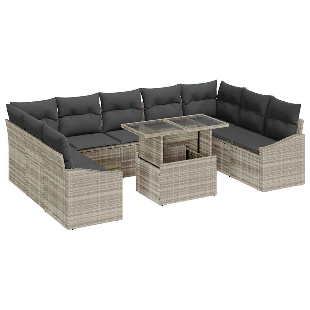 Set Divano da Giardino 10 pcs Grigio chiaro e grigio scuro | homemem39