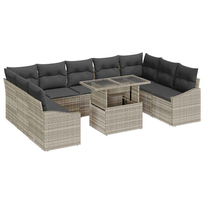Set Divano da Giardino 10 pcs Grigio chiaro e grigio scuro | homemem39