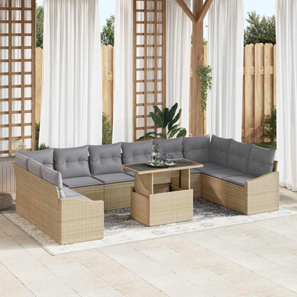 Set Divano da Giardino con cuscino 11 pcs Beige e Grigio Chiaro | homemem39