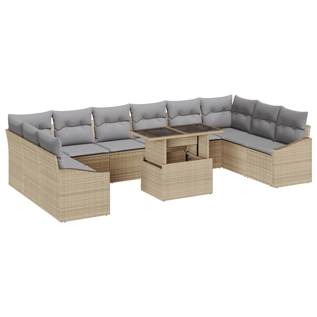 Set Divano da Giardino con cuscino 11 pcs Beige e Grigio Chiaro | homemem39