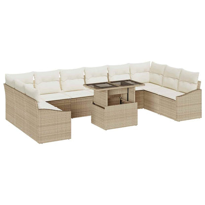 Set Divano da Giardino con cuscino 11 pcs Beige e Crema | homemem39