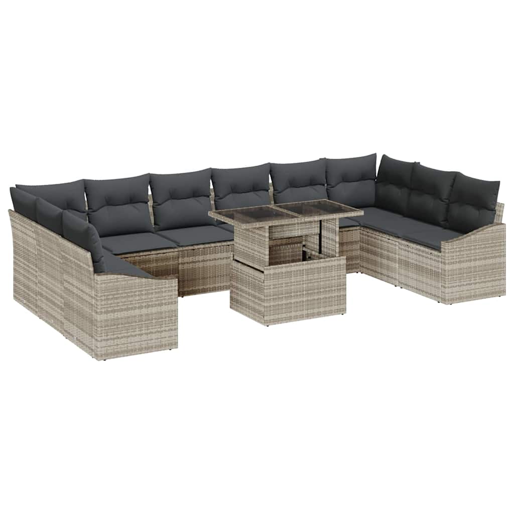 Set Divano da Giardino 11 pcs Grigio chiaro e grigio scuro | homemem39