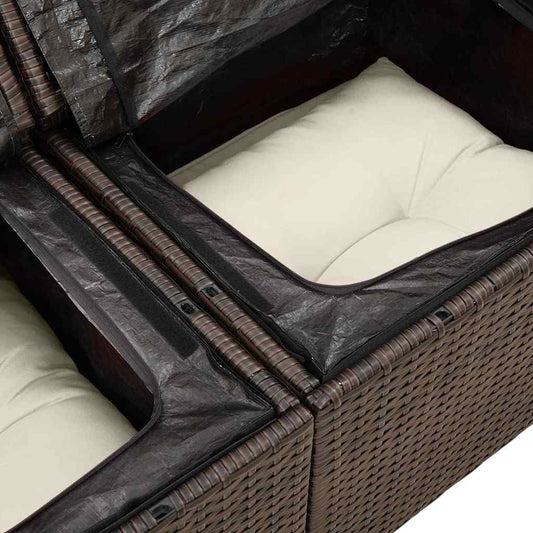 Set Divano da Giardino 5 pz Marrone e Crema | homemem39