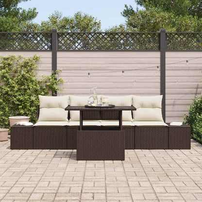 Set Divano da Giardino con cuscino 5 pcs Marrone e Crema | homemem39