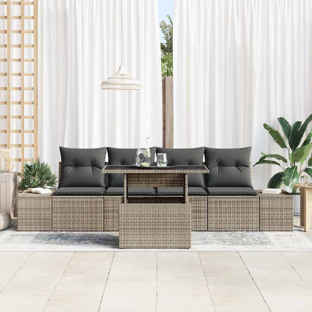 Set Divano da Giardino con cuscino con cuscino 5 pcs Grigio | homemem39